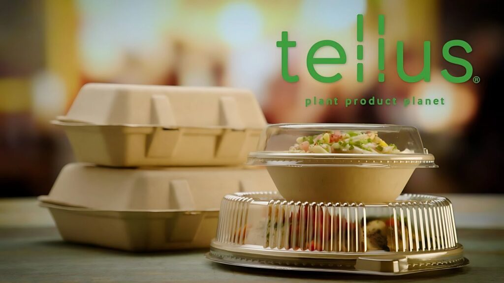 Tellus sustainable food containers made from plant-based materials for eco-friendly and biodegradable packaging solutions.